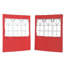 Mur de tente de fête 2 pcs 200 x 195 cm Rouge PE et acier 640432640432