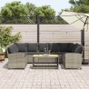 Canapé de jardin et coussins gris clair résine tressée 640434640434