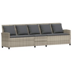Canapé de jardin et coussins gris clair résine tressée 640434640434