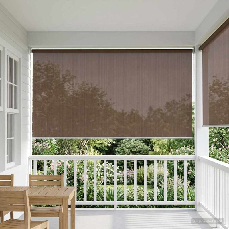 Store enrouleur extérieur à 90% de blocage UV Taupe HDPE 640445640445