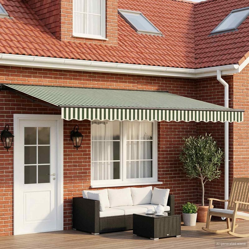 Cadre de store manuel avec LEDs Vert, Blanc, Anthracite 4 × 3 m 640468640468