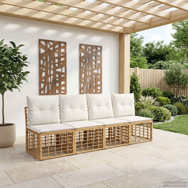 Canapé de jardin 4 places sans accoudoir 4 pcs 640477640477