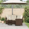 Canapé de jardin en L avec table et coussins marron résine tressée 640480640480