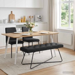 Banc avec capitonnage bouton Noir 110 x 40 x 46 cm Tissu 640485640485