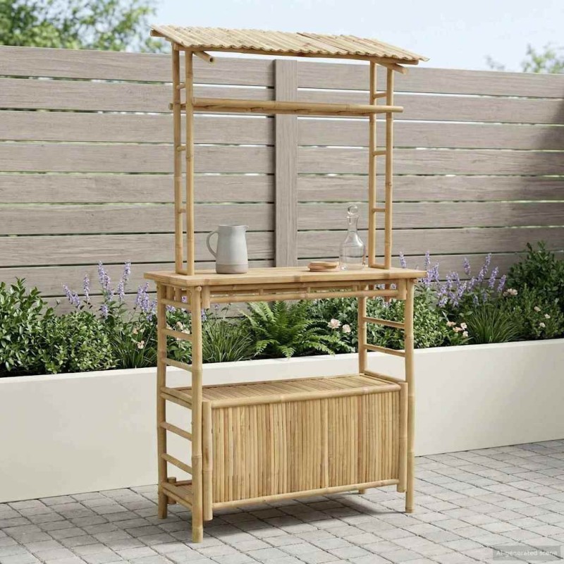 Table de bar extérieure Naturel 110 x 50 x 210 cm Bambou 640486640486