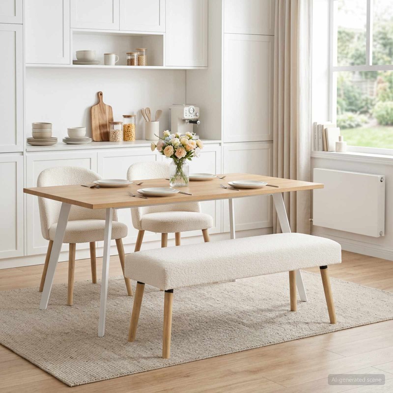 banc Uni Crème 110 x 40 x 46 cm Bouclé 640488640488