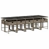 Ensemble à manger de jardin 11pcs avec coussins gris poly rotin 640490640490