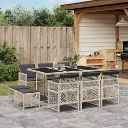 Ensemble à manger de jardin 11pcs avec coussins gris poly rotin 640491640491