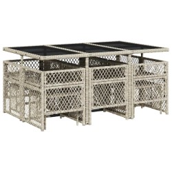 Ensemble à manger de jardin 11pcs avec coussins gris poly rotin 640491640491