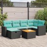 Salon de jardin 7 pcs avec coussins noir résine tressée 640501640501