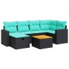 Salon de jardin 7 pcs avec coussins noir résine tressée 640501640501