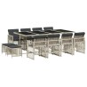 Ensemble à manger de jardin et coussins 13 pcs gris clair rotin 640502640502