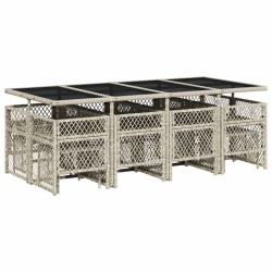 Ensemble à manger de jardin et coussins 13 pcs gris clair rotin 640502640502
