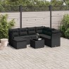 Salon de jardin 8 pcs avec coussins noir résine tressée 640504640504