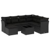 Salon de jardin 8 pcs avec coussins noir résine tressée 640504640504