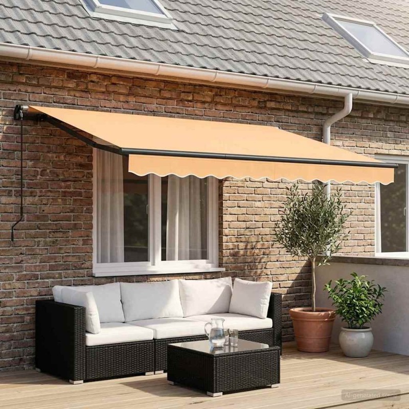 Auvent rétractable Sable 300 x 250 cm Polyester et Aluminium 640505640505