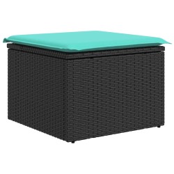 Salon de jardin 7 pcs avec coussins noir résine tressée 640510640510