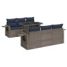 Salon de jardin avec coussins 7 pcs gris résine tressée acacia 640519640519