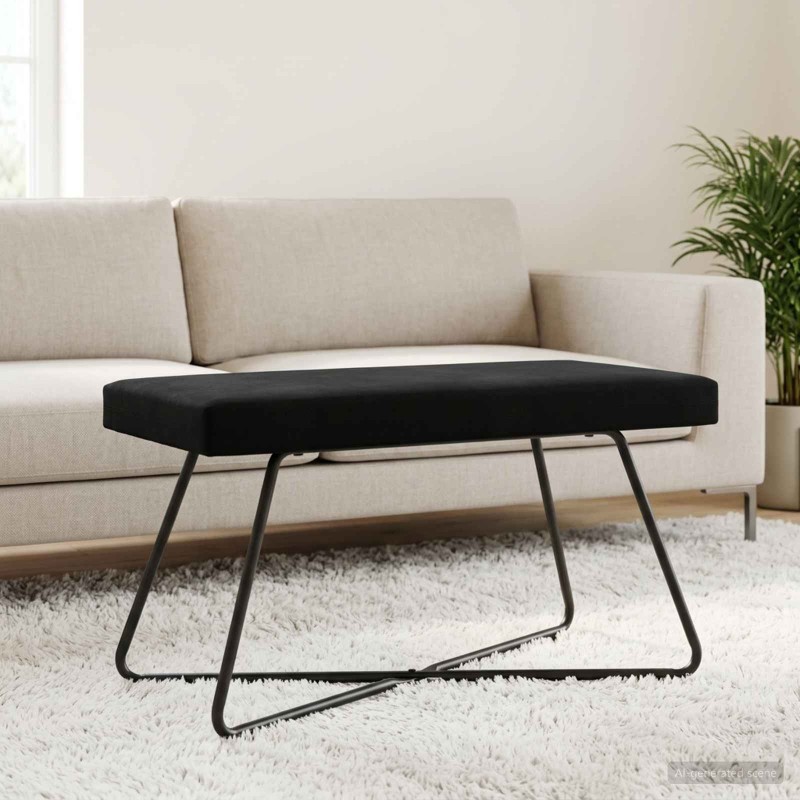 banc Uni Noir 80 x 40 x 45 cm Velours 640529640529