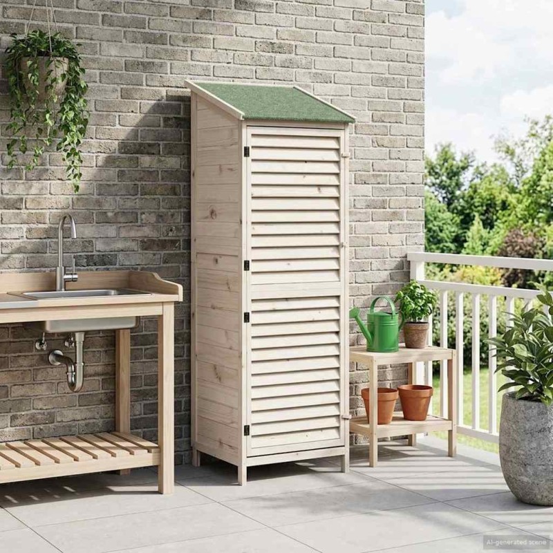 Abri de jardin Blanc 59 x 56 x 176 cm Bois de Sapin Massif 640539640539