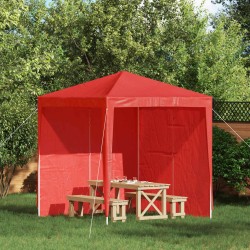 Mur de tente de fête 2 pcs Rouge 200 x 195 cm PE et acier 640544640544