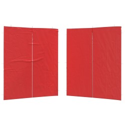 Mur de tente de fête 2 pcs Rouge 200 x 195 cm PE et acier 640544640544