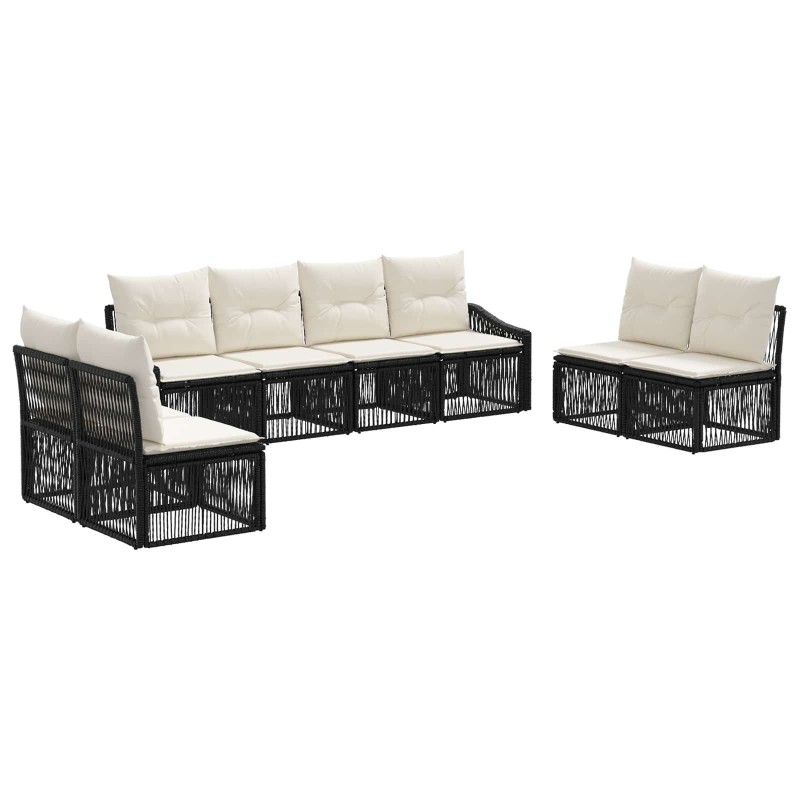 Ensemble de canapé de jardin 8 pcs Noir polyrotin 640558640558