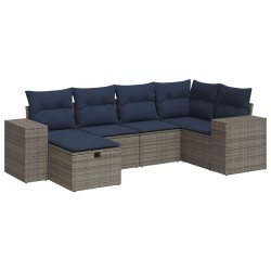 Salon de jardin 6 pcs avec coussins gris résine tressée 640567640567