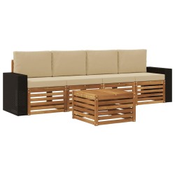 Ensemble de canapés d'extérieur 5 pcs Naturel et Beige 640568640568