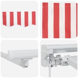 Auvent rétractable manuel Rouge et Blanc 4 × 3,5 m 640569640569