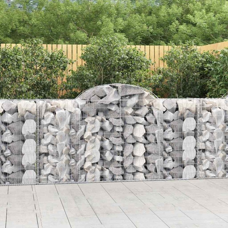 Paniers à gabions arqués 8 pcs 200x50x100/120 cm fer galvanisé 640571640571