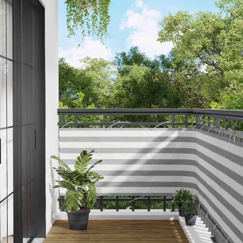 Écran de balcon Gris clair et blanc 75 x 500 cm 640582640582