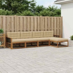 Ensemble de canapés d'extérieur 5 pcs Naturel et Beige 640583640583