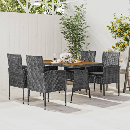 Ensemble à manger d'extérieur 5 pcs Résine tressée Gris 640604640604