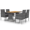 Ensemble à manger d'extérieur 5 pcs Résine tressée Gris 640604640604