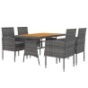 Ensemble à manger d'extérieur 5 pcs Résine tressée Gris 640604640604