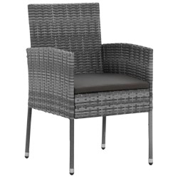 Ensemble à manger d'extérieur 5 pcs Résine tressée Gris 640604640604