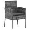 Ensemble à manger d'extérieur 5 pcs Résine tressée Gris 640604640604