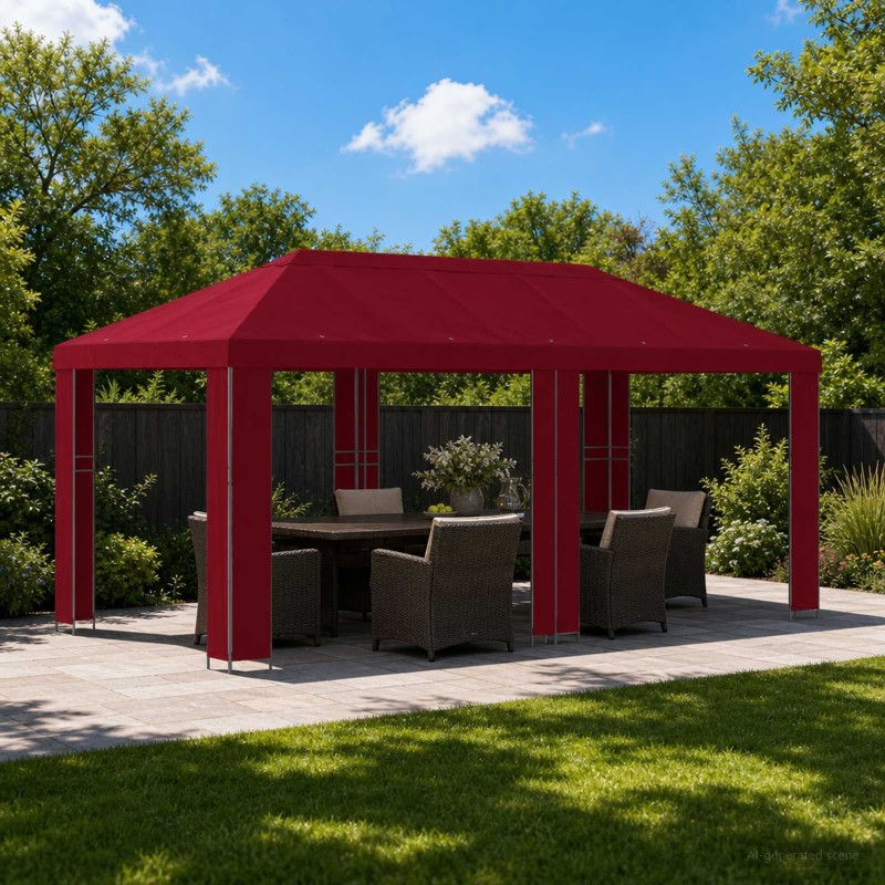 Abri de jardin 6 x 3 m Bordeaux Polyester et Acier 190 640614640614