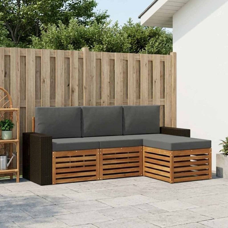 Ensemble de canapés d'extérieur 4 pcs Naturel et Anthracite 640615640615