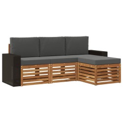Ensemble de canapés d'extérieur 4 pcs Naturel et Anthracite 640615640615