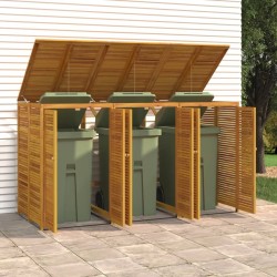 Abri à poubelle triple 210x89x117 cm bois massif d'acacia 640616640616