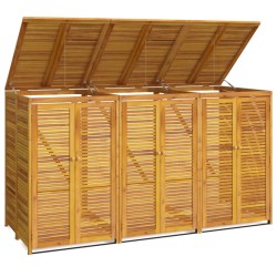 Abri à poubelle triple 210x89x117 cm bois massif d'acacia 640616640616