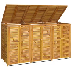 Abri à poubelle triple 210x89x117 cm bois massif d'acacia 640616640616