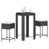 Ensemble de bar de jardin 3 pcs avec coussins noir poly rotin 640622640622