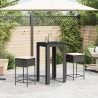Ensemble de bar de jardin 3 pcs avec coussins noir poly rotin 640622640622