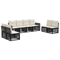 Ensemble de canapé de jardin 8 pcs Noir et blanc crème 640638640638