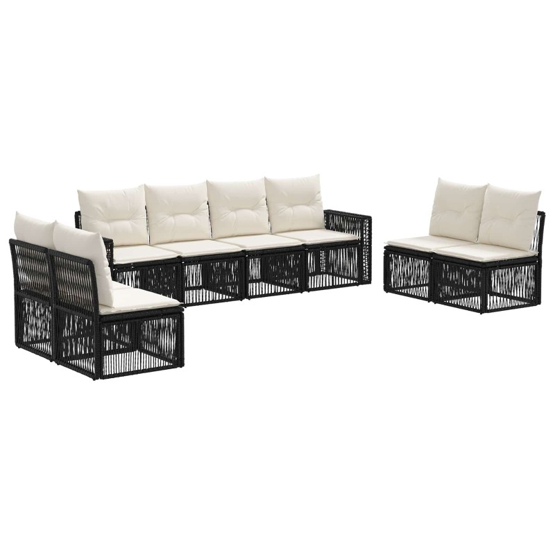 Ensemble de canapé de jardin 8 pcs Noir et blanc crème 640638640638