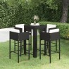 Ensemble de bar de jardin 5 pcs et coussins Résine tressée Noir 640642640642