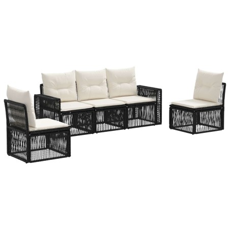 Ensemble de canapé de jardin 5 pcs Noir et blanc crème 640652640652